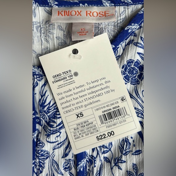 Knox Rose Floral Flowing Bohemian Sleeveless Top Blue & White Women’s SZ XS NWT - Picture 3 of 9